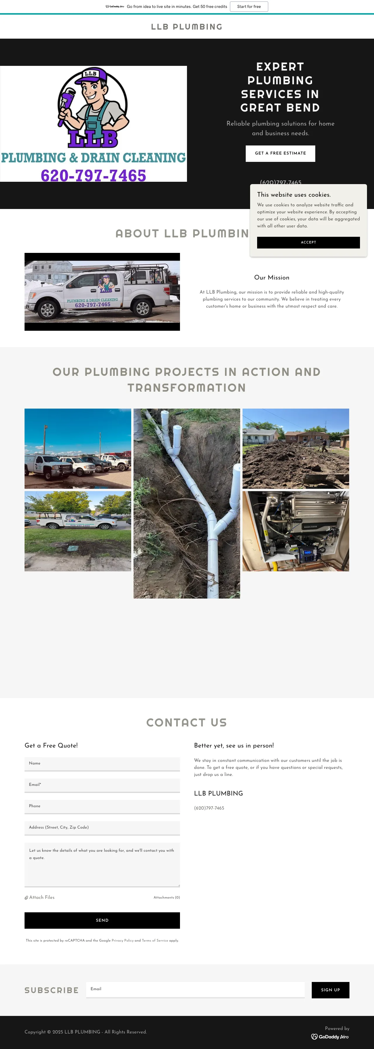 Original LLB Plumbing website screenshot